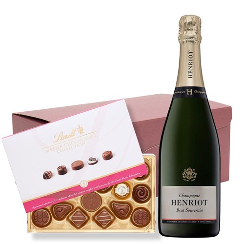 Henriot Brut Souverain Champagne 75cl and Lindt Master Chocolatier Hamper – Premium Gift